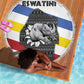 Eswatini Rhino Beach Blanket Swazi Map Flag and African Traditional Patterns