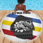 Eswatini Rhino Beach Blanket Swazi Map Flag and African Traditional Patterns
