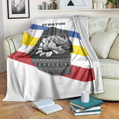 Eswatini Rhino Blanket Swazi Map Flag and African Traditional Patterns