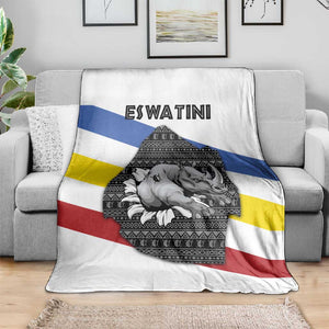 Eswatini Rhino Blanket Swazi Map Flag and African Traditional Patterns