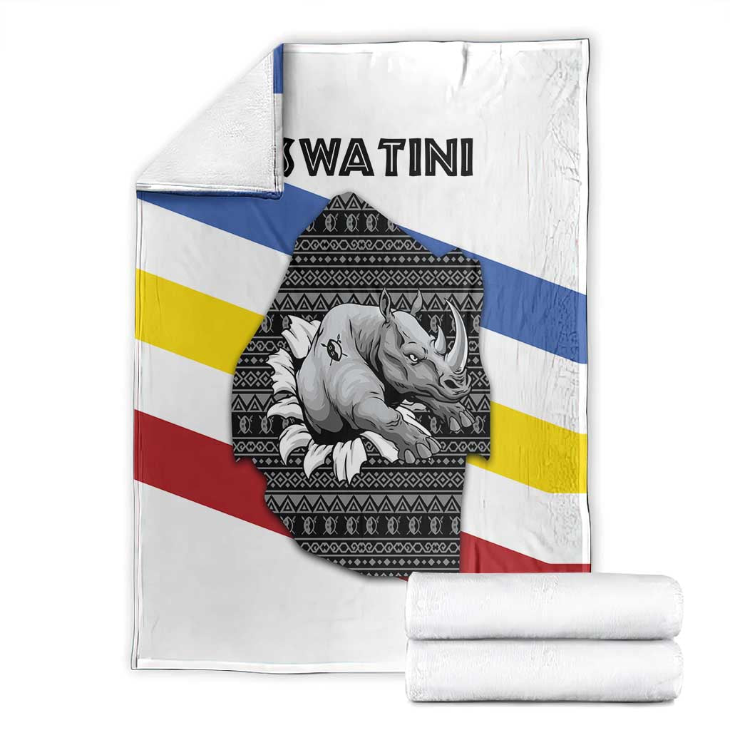 Eswatini Rhino Blanket Swazi Map Flag and African Traditional Patterns