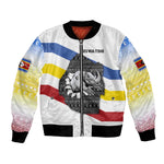 Eswatini Rhino Bomber Jacket Swazi Map Flag and African Traditional Patterns