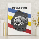 Eswatini Rhino Canvas Wall Art Swazi Map Flag and African Traditional Patterns