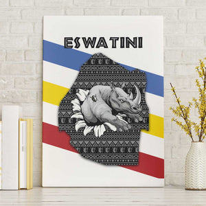 Eswatini Rhino Canvas Wall Art Swazi Map Flag and African Traditional Patterns