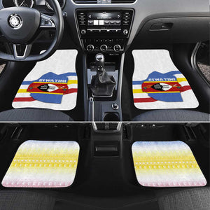 Eswatini Rhino Car Mats Swazi Map Flag and African Traditional Patterns