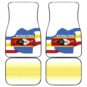 Eswatini Rhino Car Mats Swazi Map Flag and African Traditional Patterns