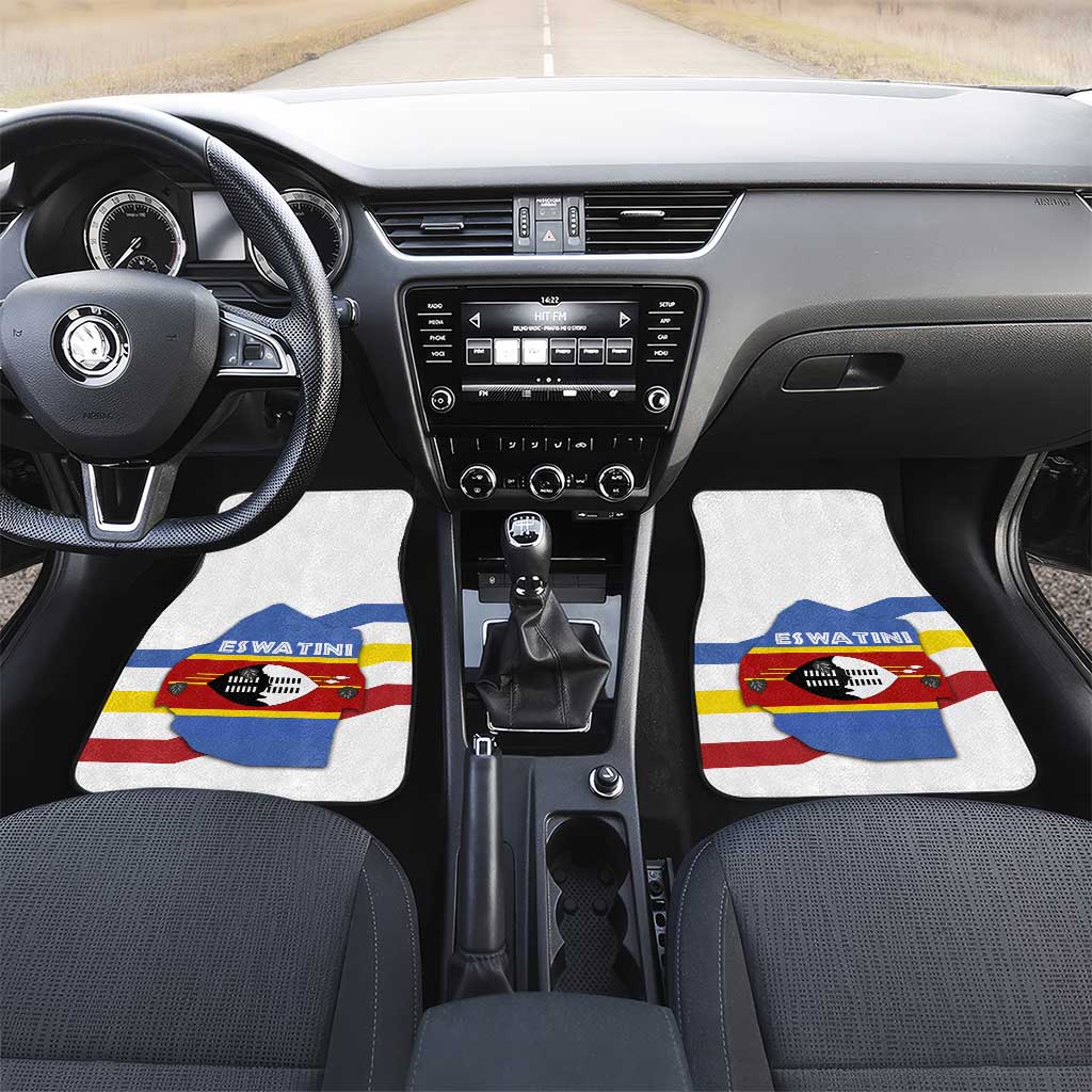 Eswatini Rhino Car Mats Swazi Map Flag and African Traditional Patterns