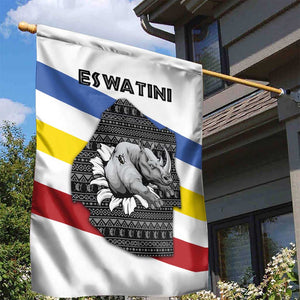 Eswatini Rhino Garden Flag Swazi Map Flag and African Traditional Patterns