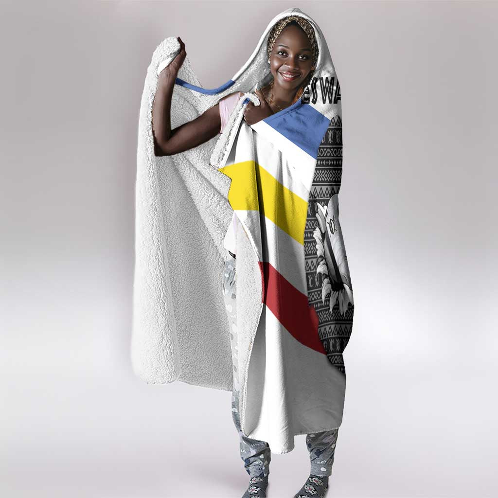 Eswatini Rhino Hooded Blanket Swazi Map Flag and African Traditional Patterns
