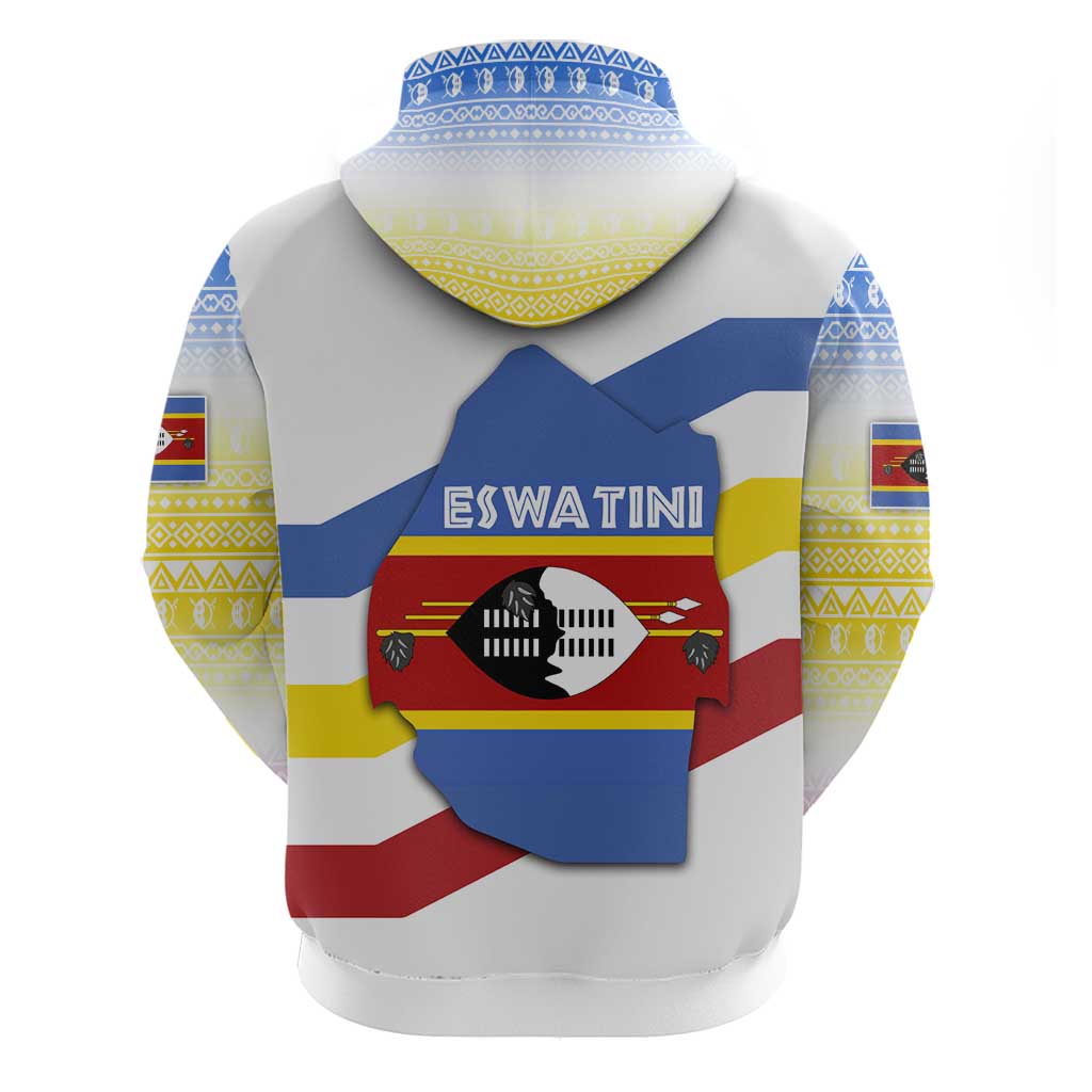 Eswatini Rhino Hoodie Swazi Map Flag and African Traditional Patterns