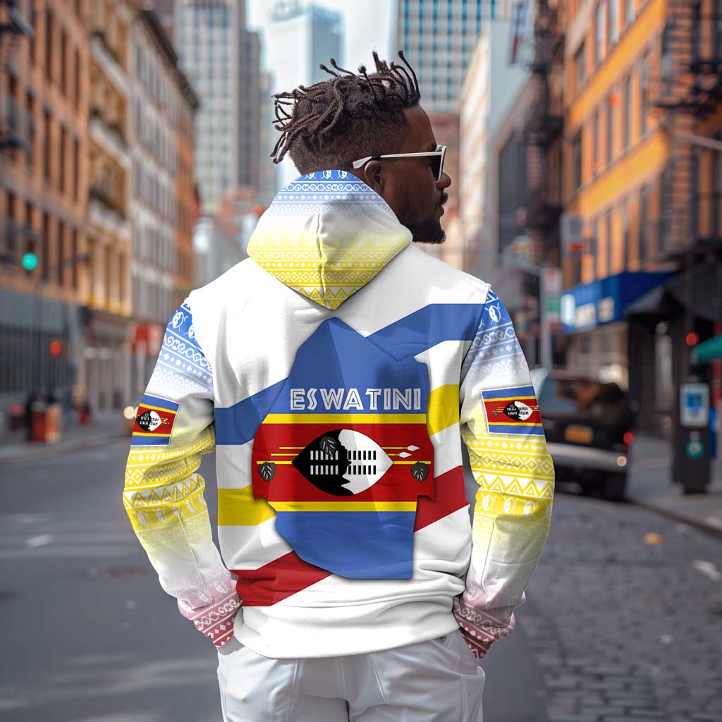 Eswatini Rhino Hoodie Swazi Map Flag and African Traditional Patterns
