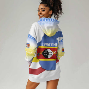 Eswatini Rhino Hoodie Dress Swazi Map Flag and African Traditional Patterns