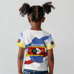 Eswatini Rhino Kid T shirt Swazi Map Flag and African Traditional Patterns