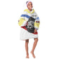 Eswatini Rhino Kid Wearable Blanket Hoodie Swazi Map Flag and African Traditional Patterns