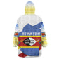 Eswatini Rhino Kid Wearable Blanket Hoodie Swazi Map Flag and African Traditional Patterns