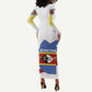 Eswatini Rhino Long Sleeve Bodycon Dress Swazi Map Flag and African Traditional Patterns