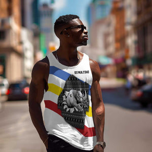 Eswatini Rhino Men Tank Top Swazi Map Flag and African Traditional Patterns
