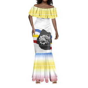 Eswatini Rhino Mermaid Dress Swazi Map Flag and African Traditional Patterns