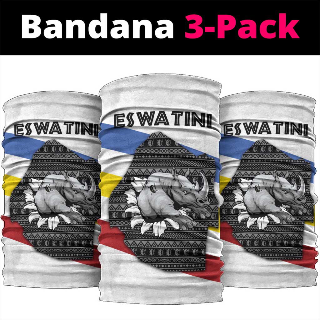 Eswatini Rhino Neck Gaiter Swazi Map Flag and African Traditional Patterns TS04