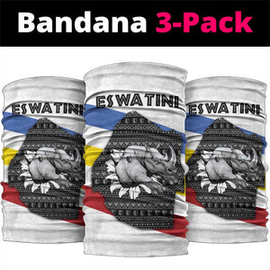 Eswatini Rhino Neck Gaiter Swazi Map Flag and African Traditional Patterns TS04