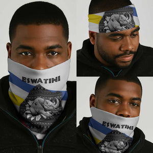 Eswatini Rhino Neck Gaiter Swazi Map Flag and African Traditional Patterns TS04