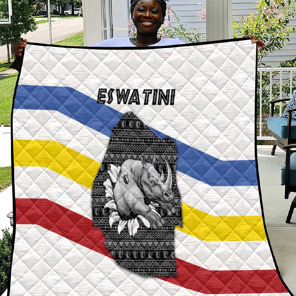 Eswatini Rhino Quilt Swazi Map Flag and African Traditional Patterns