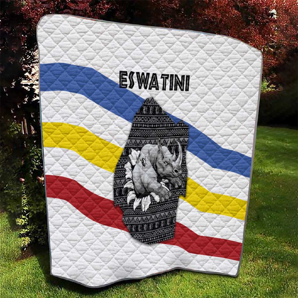 Eswatini Rhino Quilt Swazi Map Flag and African Traditional Patterns