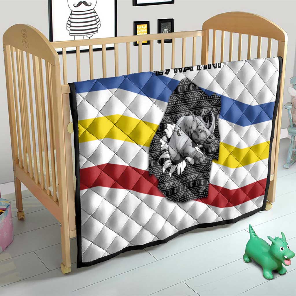Eswatini Rhino Quilt Swazi Map Flag and African Traditional Patterns