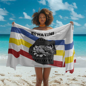 Eswatini Rhino Sarong Swazi Map Flag and African Traditional Patterns