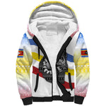 Eswatini Rhino Sherpa Hoodie Swazi Map Flag and African Traditional Patterns