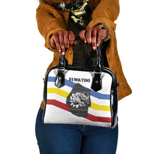 Eswatini Rhino Shoulder Handbag Swazi Map Flag and African Traditional Patterns