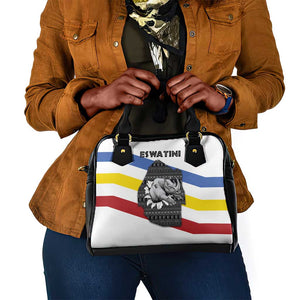 Eswatini Rhino Shoulder Handbag Swazi Map Flag and African Traditional Patterns