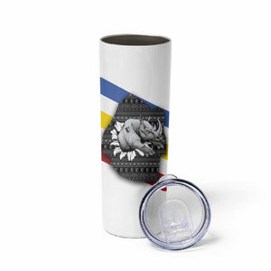 Eswatini Rhino Skinny Tumbler Swazi Map Flag and African Traditional Patterns