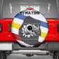 Eswatini Rhino Spare Tire Cover Swazi Map Flag and African Traditional Patterns