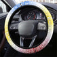 Eswatini Rhino Steering Wheel Cover Swazi Map Flag and African Traditional Patterns