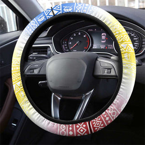 Eswatini Rhino Steering Wheel Cover Swazi Map Flag and African Traditional Patterns