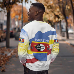 Eswatini Rhino Sweatshirt Swazi Map Flag and African Traditional Patterns