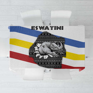 Eswatini Rhino Tablecloth Swazi Map Flag and African Traditional Patterns