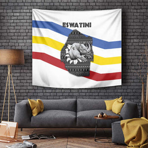 Eswatini Rhino Tapestry Swazi Map Flag and African Traditional Patterns