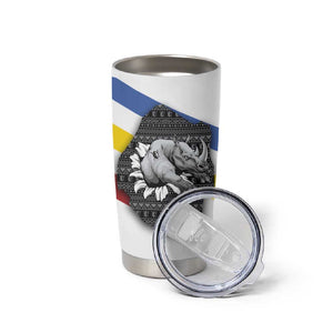 Eswatini Rhino Tumbler Cup Swazi Map Flag and African Traditional Patterns