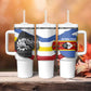 Eswatini Rhino Tumbler With Handle Swazi Map Flag and African Traditional Patterns