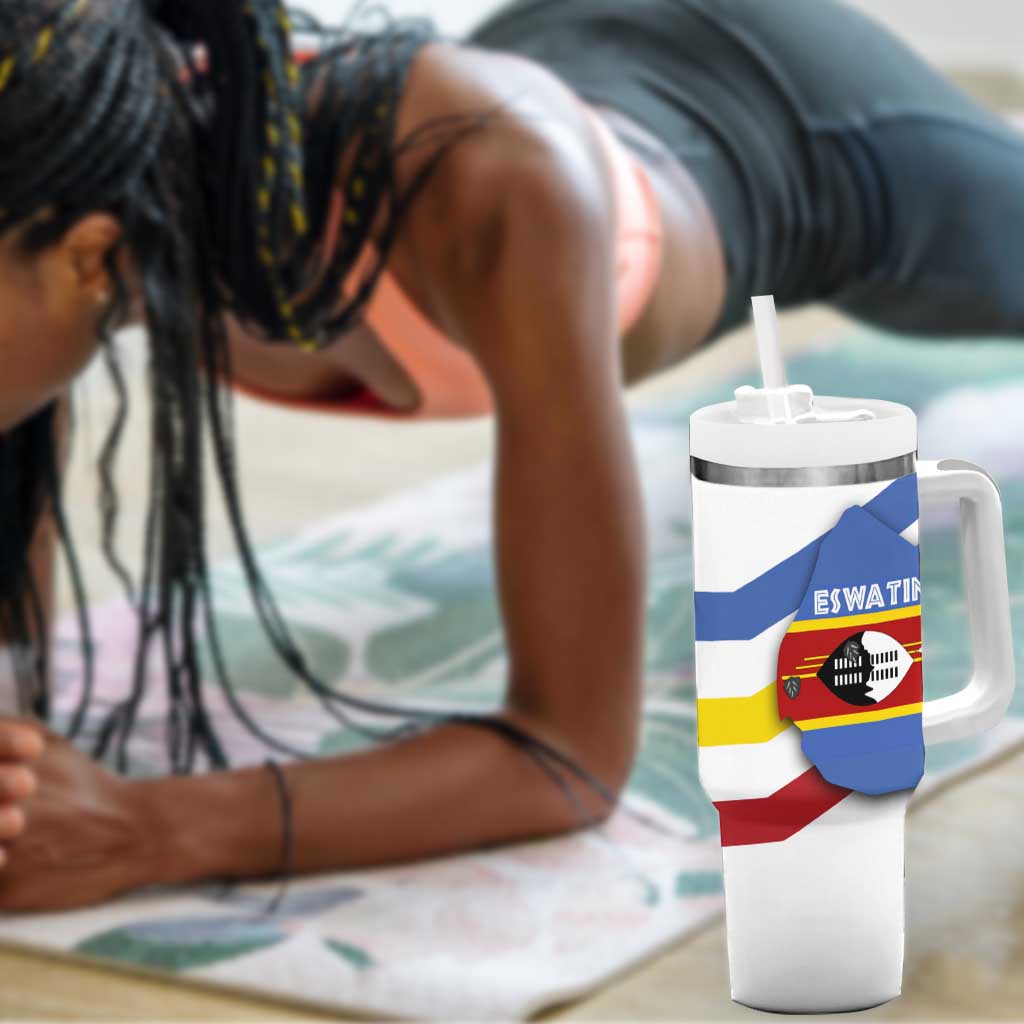 Eswatini Rhino Tumbler With Handle Swazi Map Flag and African Traditional Patterns