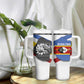 Eswatini Rhino Tumbler With Handle Swazi Map Flag and African Traditional Patterns
