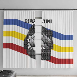 Eswatini Rhino Window Curtain Swazi Map Flag and African Traditional Patterns