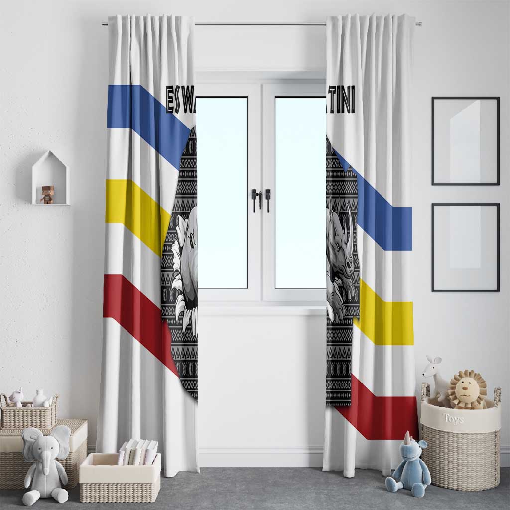 Eswatini Rhino Window Curtain Swazi Map Flag and African Traditional Patterns