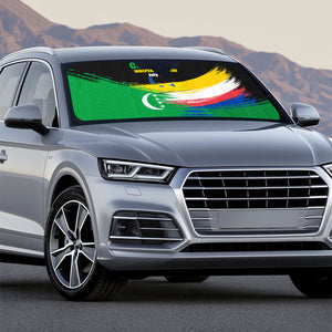 Comoros Independence Day Auto Sun Shade Comorian Flag Brush Stroke National Pride Graphic