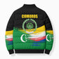 Comoros Independence Day Bomber Puffer Jacket Comorian Flag Brush Stroke National Pride Graphic