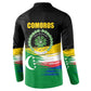 Comoros Independence Day Button Sweatshirt Comorian Flag Brush Stroke National Pride Graphic