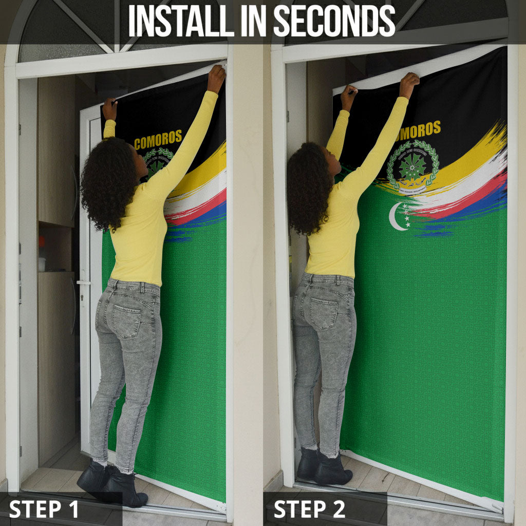 Comoros Independence Day Door Cover Comorian Flag Brush Stroke National Pride Graphic