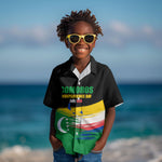 Comoros Independence Day Kid Hawaiian Shirt Comorian Flag Brush Stroke National Pride Graphic